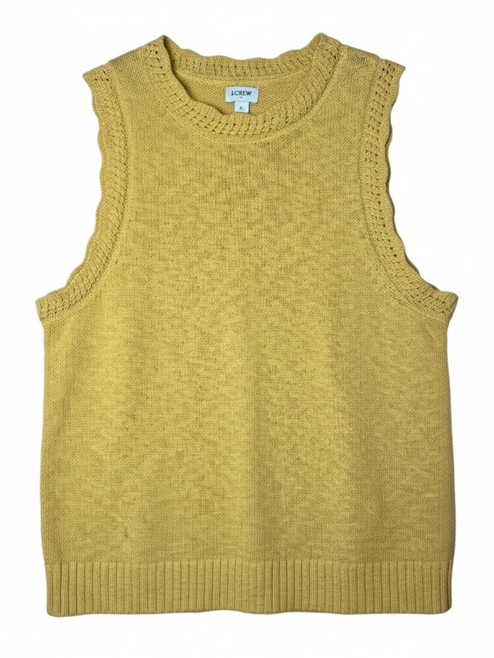 J. Crew Textured Slub Knit Top Sleeveless Butter Yellow Relaxed Sz Large Sweater